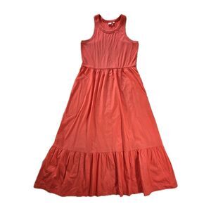 GAP Coral Maxi Dress Women’s L Sleeveless Knit Top Cotton Skirt Tiered Pullover
